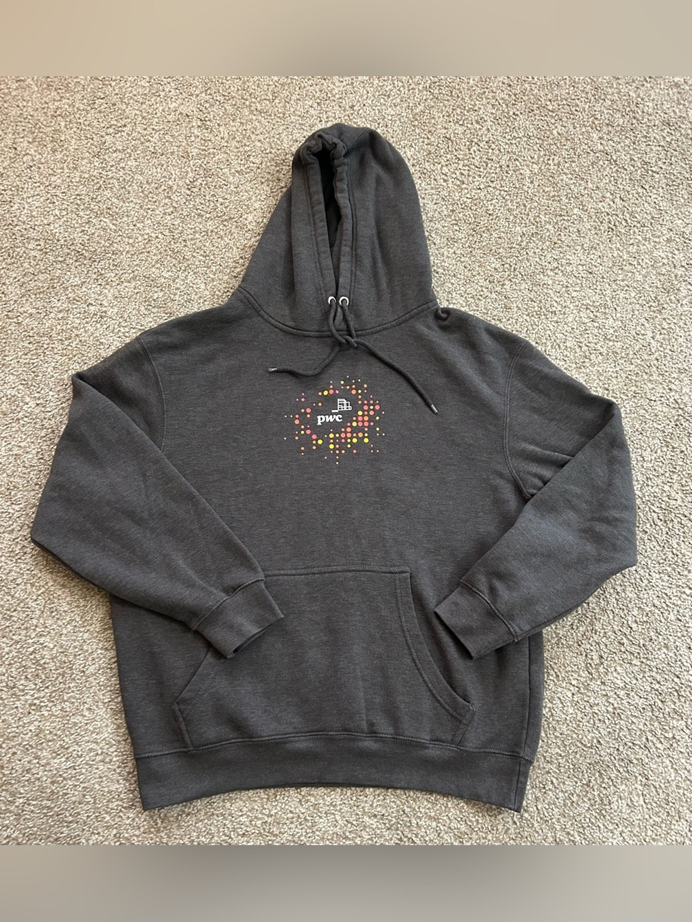 Men’s Lane 7 Gray Hoodie with Multicolor Dot Logo (L)